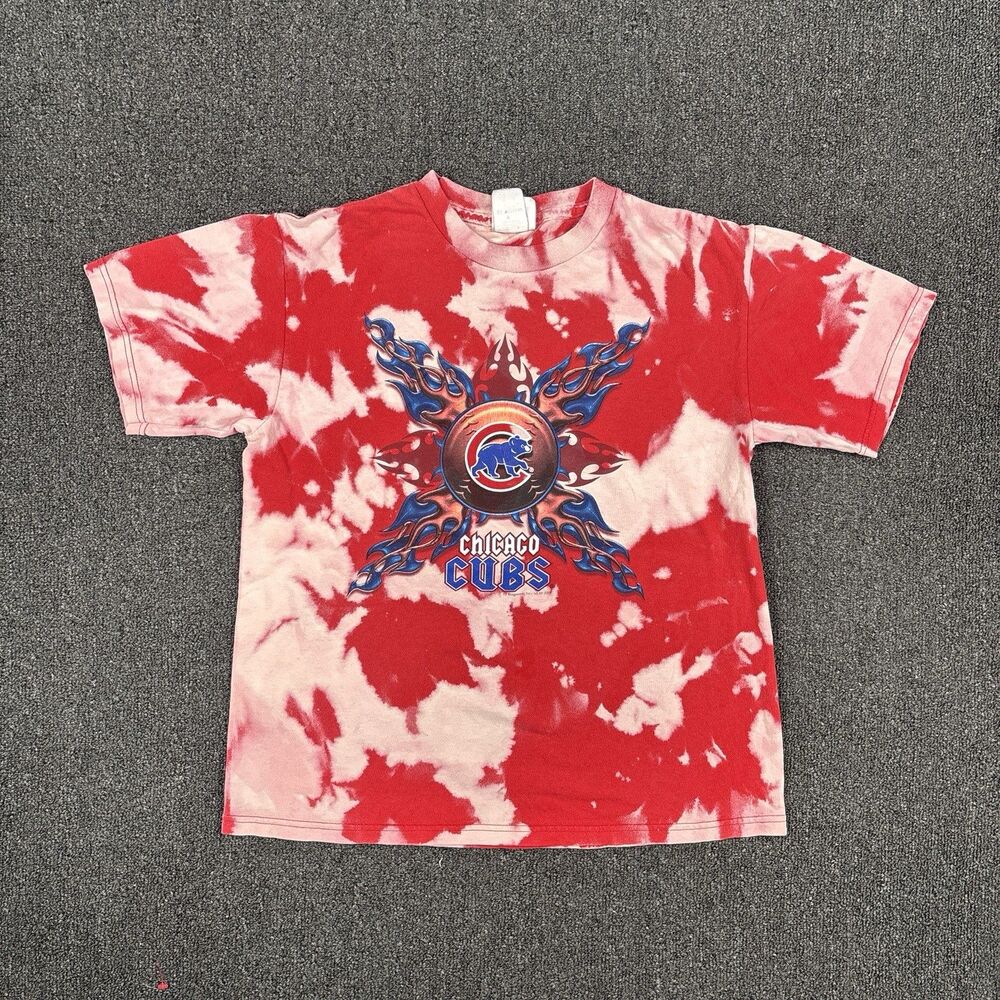 Vintage 90's Chicago Cubs Lee Sport Tie Dye Logo T Shirt Y2K Kids Size Large